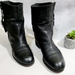 Sam‎ Edelman Kacey Black Leather Buckle Moto Round Toe Boots Size Women’s 10M